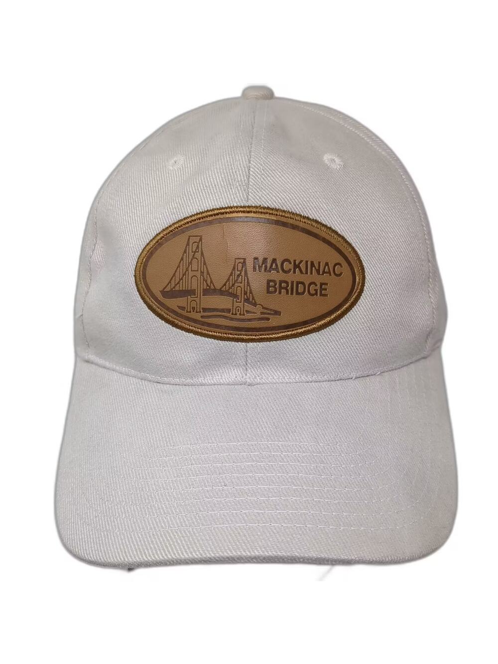 J Hats Mackinac Bridge Beige Baseball Cap One Size Brown Slideback Patch Hat